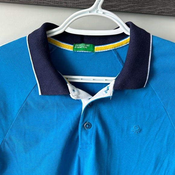 United Colors of Benetton Light Blue Monkey Polo Shirt - Medium (Fits Small) - Picture 2 of 7